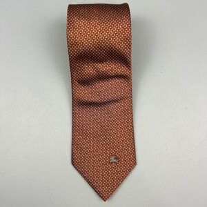Burberrys of London Mens Silk Tie Rust Orange Geometric Weave Made in Italy